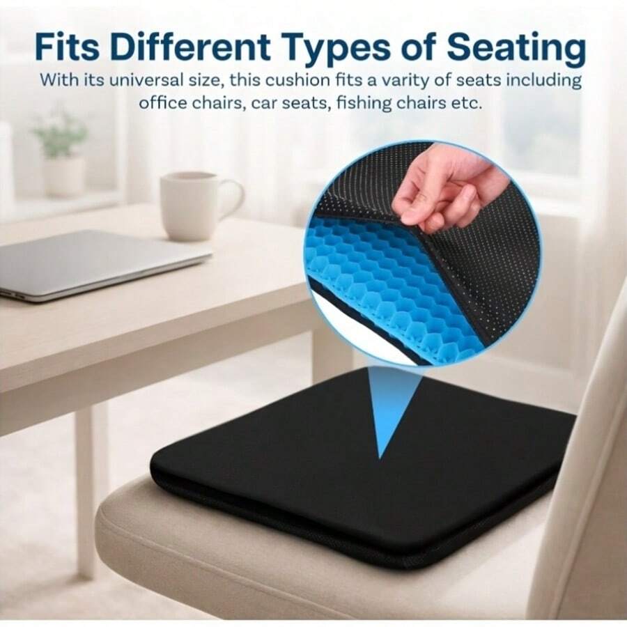 Comfortable Breathable Gel Seat Cushion With Non-Slip Cover, Thickened Breathable Design Effectively Relieves Pressure. Double-Layer Thickened Office Chair Pad, Suitable For Office Chairs And Cars, Christmas And Halloween Gift - Multicolor - View 1