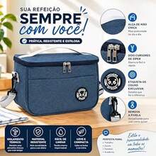 Bolsa Térmica de Mão a Prova D'água Para Levar Sucos, Lanches e Marmitas Alta Qualidade - Cinza - Visão 5