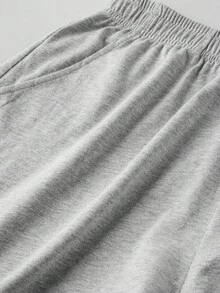 Norcotton 1pc Men's Grey Pure Cotton Elastic Waist 5-Inch Sports Shorts, Loose Casual Running Mid-Length Shorts, Home Shorts - Light Grey - View 5