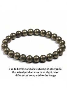 1 pieza Pulsera de cuentas de piedras naturales de pirita Riqueza & Abundancia, Suerte y Éxito, Protección, Sanación Yoga Meditación Joyería Bohemiana para Mujeres Hombres - Negro - Ver 8