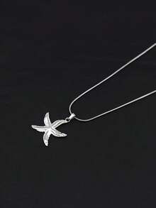 1pc Stainless Steel Ocean Beach Series Turtle, Starfish, Lobster Shaped Pendant Necklace - Silver - View 7