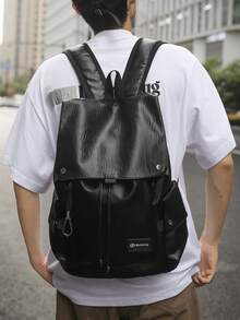 peach tree Mochila versátil de gran capacidad de PU con diseño de árbol de melocotón - Negro - Ver 3