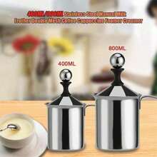 400ML Stainless Steel Handheld Milk Frother Double Mesh Coffee Cappuccino Milk Creamer Foamer Maker Kitchen Accessories - Silver - View 8