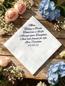 Customized Photo Wedding Handkerchief: Gift, Bride's Mother Gift, Wedding Gift For Parents, Wedding Keepsake, Wedding Handkerchief, Gift For Bride's Father, Groom's Father Gift - Multicolor - View 3