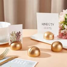 Gold Round Table Number Holder, Wooden Gold Memo Photo Holder, Slot-Style Business Card Holder, Seat Card Holder, Table Number Holder, Label Holder, Photo Card Postcard Holder, Suitable For Weddings, Anniversaries, Parties - Gold - View 5