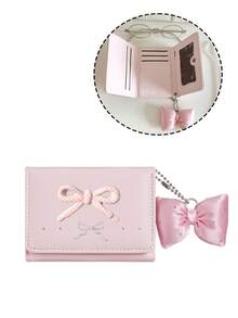 Macaron Color Palette And Bow Embellishments ,Pocket Small Women Wallet Mini Lightweight Minimalist Fashion Women Wallet Wallet Women,Back To School - A - View 12