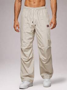 CZRLHYT Men's Fashion Loose Straight‑Leg Pants, Drawstring Design, Retro Sports Casual Pants, Suitable For Outdoor Cycling, Daily Wear, Fitness - Apricot - View 5