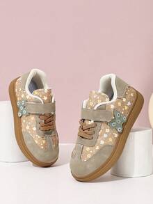 Girls' New Floral Pattern Children's Sports Shoes - Brown - View 2