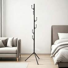 Foldable Floor‑Standing Double Rod Clothes Drying Rack, Available In Black & White, With Side Multi‑Function Hooks, No‑Installation Stable Triangle Support, For Indoor Balcony Outdoor Use, Holds Clothes, Sheets & Quilts - A - View 5