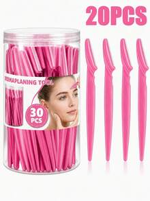 30/20/10/5/1pc Pink Eyebrow Trimmer And Razor Set, Exfoliation And Hair Removal Tool, Body Hair Removal Trimmer And Facial And Set, Long-Handled Blade With Precision Protective Cover, Suitable For Women To Trim Eyebrows When Traveling - Pink - View 11