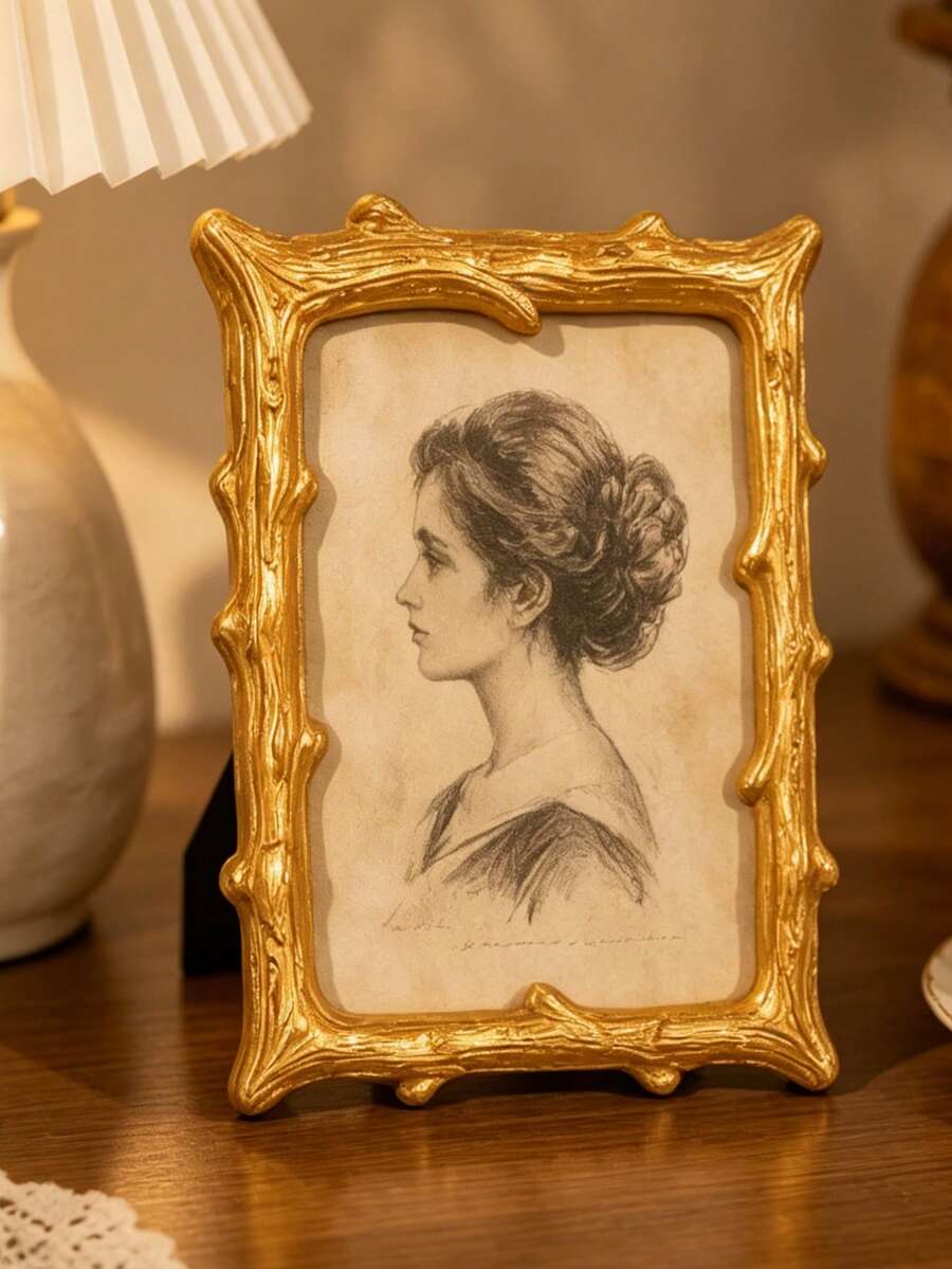 1pc Multifunctional Hollow Center Branch Design Desktop Display Frame, Frame Only, No Glass Backboard Or Photo Insert, Vintage Home Decor, Suitable For Bedroom, Study, Office Desk, Also As Wedding, Birthday And Party Gift - A - View 1