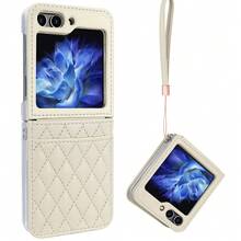 VIETAO 人造皮革手機保護殼，附腕帶與卡槽，適用於 Galaxy Z Flip 8 7 6 5 4 Flip8 - 白色 - 查看 8