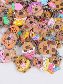 24pcs Cute Cartoon Capybara Silicone Keychain, Cute Angel Wing Capybara Pendant Key Ring, Colorful Soft Rubber Bag Charm Accessory, Dessert Style Animal Key Hanger, Suitable For Handbags, Backpacks, Daily Decoration [12/6/1pc] - Multiple Styles - View 2