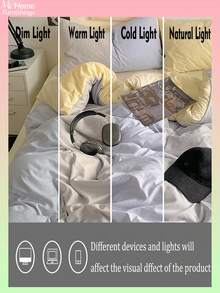 3件組淺藍色與淺黃色床上用品套裝，1件被套與2件枕套，適用男孩與女孩的宿舍床上用品，極簡時尚居家裝飾，柔軟舒適的臥室床上用品，時尚套裝，可機洗，不含填充物 - 淺藍色 - 查看 7