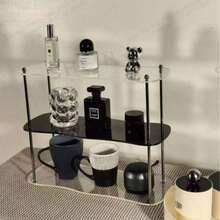 1pc Detachable Acrylic Desktop Organizer - Fashionable Double-Layer Design For Organizing, Makeup And Beauty Products - Space-Saving, Easy To Assemble, Durable Display - Multicolor - View 4