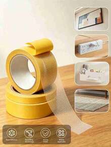 2 Rolls Strong Adhesive Fabric Tape, No-Cut Multi-Function No-Damage Hemming Tape, Suitable For Fabric Clothing No-Sew Self-Adhesive Fixing - Yellow - View 5