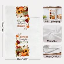 2PCS Kitchen Towel, Thanksgiving Maple Leaf & Pumpkin Theme Pattern, 40*60cm Rectangular Microfiber Kitchen Towel, Dish Cloth, Table Cloth, Hand Towel, Kitchen Decor, Home Decor, Housewarming Gift For Neighbors, Kitchen Napkin & Dish Cloth, Home Decor, Gift, Perfect For Kitchen & Bathroom Use - White - View 4