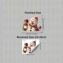 1pc Cartoon Snowman Christmas Window Decal, Snowman Snowflake Glass Decal, Removable And Reusable Window Decal, Suitable For Winter Holiday Decorations In Living Rooms And Store Windows - Multicolor - View 3