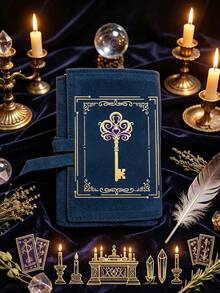 Velvet Tarot Card Storage Bag, Featuring Vibrant Cosmic Tarot Card Pattern Print, Dual-Color Blue And Purple Drawstring Closure, Soft Fabric Protective Cover, Portable Card Pouch, Suitable For Storing Tarot Cards And Small Items - Multicolor - View 2