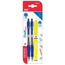 Dam WRITING SET: 2 Retractable Ballpoint Pens And 1 Highlighter. - Blue 1pc - View 2