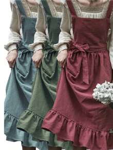 1pc Minimalist French Retro Artistic Style Apron, Suitable For Florists And Baristas, All-Season, Can Be Used For Home Kitchen, Outdoor Camping And Picnics. - Multicolor - View 2