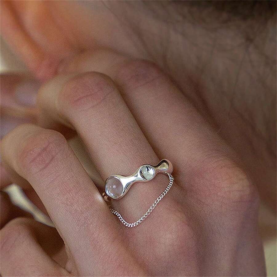 VKHK 1 Pc Personality Crystal Chain Open Cuff Finger Rings For Women Girl Fashion Jewelry Gift - Ring - View 1