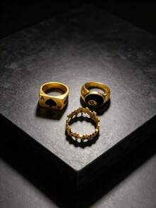 10pcs/Set Unisex Vintage Punk Gothic Skull Snake Poker Leaf Ring Set, Personalized Hip-Hop Style Geometric Party Gift Daily Jewelry Accessories - 10-piece Mixed Punk Ring Set - View 6