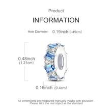 1pc Silver Shiny Blue Square Spacer Bead Silicone Plug Pendant, Suitable For Snake Chain Bracelet, Necklace, Bangle DIY Jewelry Making - Silver - View 3