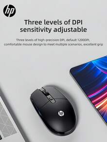 HP 108-Key Wireless Keyboard And Mouse Combo, 2.4G Full-Size Ergonomic Keyboard, 3-Level DPI Adjustable Mouse, Classic Design For Office Use - Black - View 7