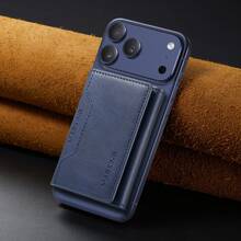LC.IMEEKE 1個 PU皮革磁吸錢包卡夾支架 MagSafe 配件，相容 Phone17 16 15 14 13 12 Pro/Pro Max/Plus/Mini - 寶藍色 - 查看 9