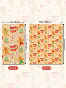20pcs/1pc Christmas Gingerbread Man Pattern Napkins, Holiday Party Napkins, Printed With Cute Gingerbread Man, Christmas Tree And Candy Cane, Suitable For Christmas, Autumn Gatherings And Family Parties - One Size Fits All - View 3