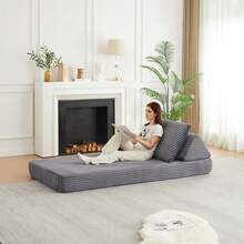 A 211 Cm Corduroy Velvet Sofa, Modern Design, Modular, With Triangular Backrests, Removable Armrests And Elongated Seat Cushions, Suitable For Various Use Scenarios - 灰色 - 查看 3