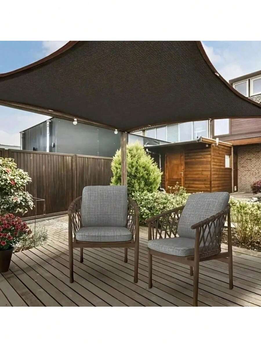 1pc Outdoor Multicolor Shade Net - 90% UV Protection, High Density Polyethylene, Black Rectangular Shade Sail For Patio, Pergola, Yard, Backyard Lawn And Garden - Windproof Privacy Canopy Cover - A - View 1