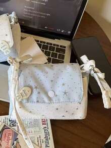 Niche Design Fashion Solid Color Mini Square Bag For Women, Versatile Textured Quilted Chain Crossbody Bag For Outings, Shopping And Commuting - Baby Blue - View 3