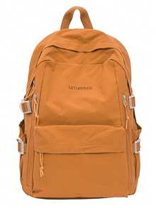 SHILAN Functional Side Buckle Cargo Backpack Lightweight Waterproof Nylon Fabric Simple Letter Print Large Capacity Street Style School Rucksack - Multicolor - View 10