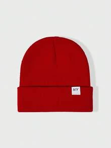 1件中性款 Y2K 風格刺繡 Logo NY 針織毛帽，戶外防寒休閒百搭冬季保暖帽，適合日常通勤 - 針織帽 - 查看 36