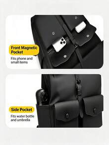 BEIQIANDAI 1pc Roll-Top Nylon Coated Backpack, Large Capacity Multi-Pocket Business Commuter Laptop Bag, Casual Travel Student School Bag - Backpack - View 4