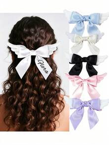 Personalized Custom Bow Hair Clips, White Ink Heat Transfer Hair Clips, Stylish And Elegant Hair Accessories, Personalized Gifts - Multicolor - View 5