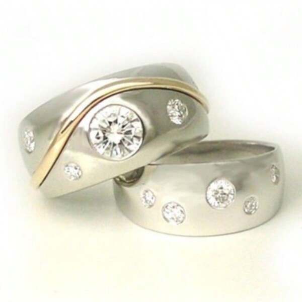 Elegant Exquisite Women's Ring, Dual-Tone Curved Matching Jewelry, Suitable For Daily Wear And Dating