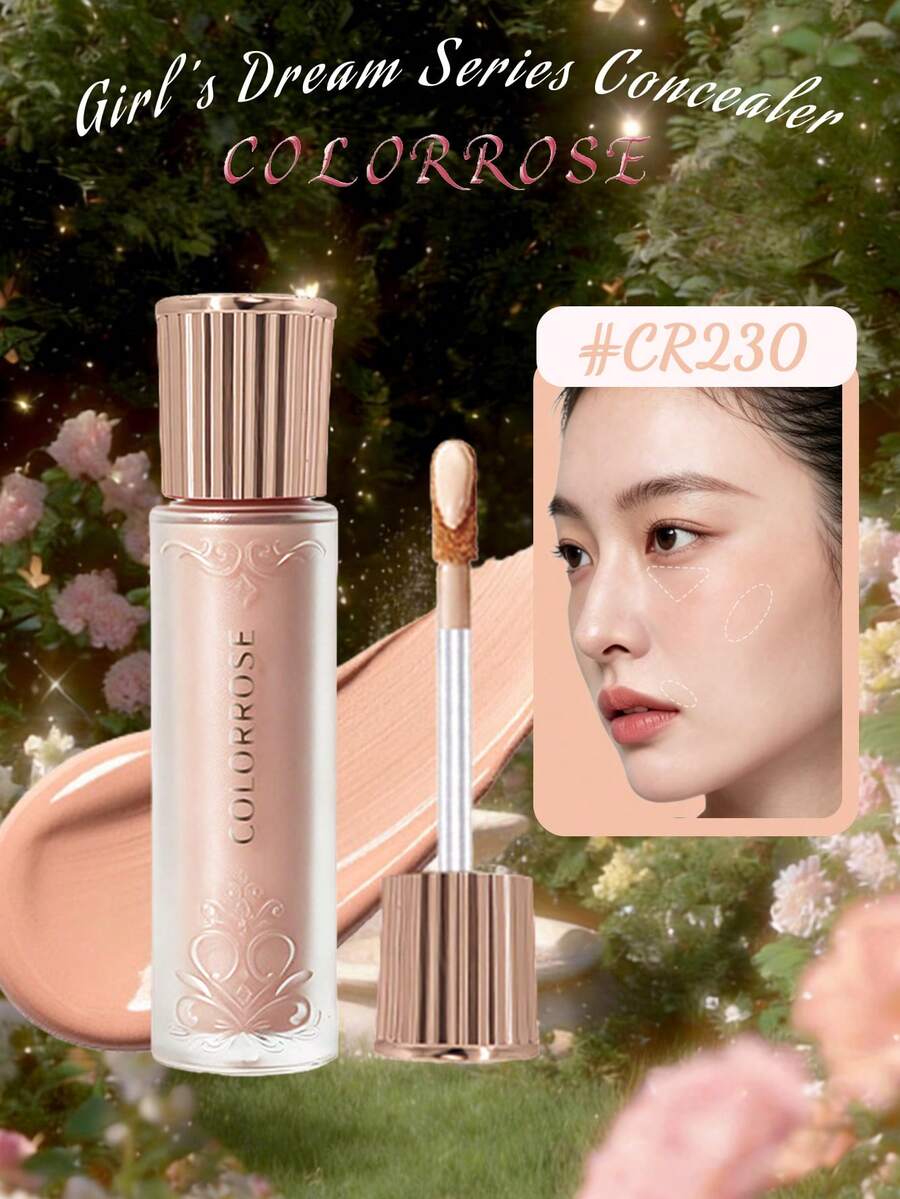 COLORROSE 4.6g Girls Dream Music Box Series Liquid Concealer, Warna Salmon, Cakupan Penuh, Hasil Akhir Alami Bercahaya, Melembapkan & Ringan, Halus & Menghidrasi, Tidak Menggumpal, Tampilan Segar Tahan Lama - CR230 - View 1
