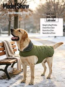 Metglad Quilted Dog Winter Coat, Cold‑Resistant Pet Jacket With Storage Pocket, Reflective Adjustable Cold‑Weather Dog Snow Suit, Indoor & Outdoor Wear For Small, Medium & Large Dogs - Olive Green - View 4