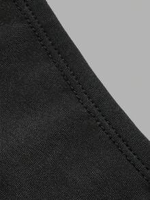 minisummer Women Elegant Fall Black Ribbed Knit Top, Contrast Stitching Long Sleeve Slim Fitted Crew Neck Blouse, Fall Clothes For Women - Black - View 4