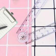 30cm Creative Acrylic Transparent Folding Ruler For Drawing And Measuring, Transparent Design, Minimalist Style, Foldable For Easy Storage And Portability, Student Supplies, Back To School Essential - Transparent - View 8