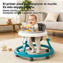 Andadera para Bebé 3 en 1 Multifuncional con Música y Luces, Plegable y Altura Ajustable para Bebés de 6 a 18 Meses - Azul - Ver 4