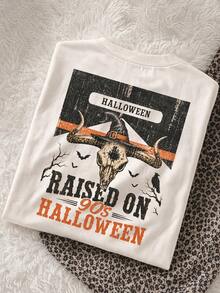 Retro Western 90s Halloween, Western Skeleton Witch Hat Pattern, Graphic Fall Clothes For Women - Multicolor - View 5