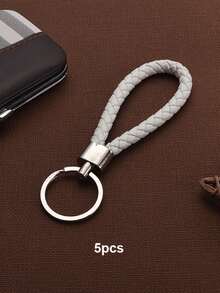 5 Buah Gantungan Kunci Tali Kepang Tangan Kulit PU untuk Mobil, Gantungan Tas Kreatif, Hadiah untuk Pria dan Wanita - Gantungan kunci kulit PU - View 6