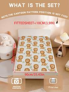 1PC Adorable Jungle Lion Print Baby Fitted Sheet, Anti-Slip Toddler Bed Mattress Protector For Boys And Girls, Bedroom - Multicolor - View 10