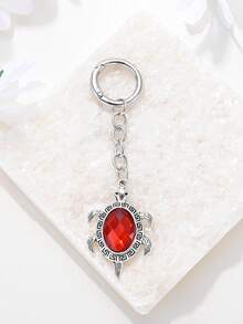 1pc Vintage Rhinestone Turquoise Turtle Keychain, Bag, Earphone Case Pendant, Car Keyring, Unisex, Souvenir, Animal Lover Gift - Multicolor - View 14