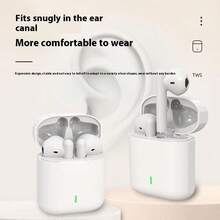 Tai nghe Bluetooth không dây tích hợp micro, âm thanh stereo bass sâu, đàm thoại rõ nét, hộp sạc di động, thời lượng pin lên đến 24 giờ, kết nối ổn định, tương thích với iPhone và điện thoại Android, lý tưởng cho nghe nhạc, thể thao, du lịch và sử dụng hàng ngày - trắng - Xem 5