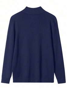 GRDR Men's Casual Long Sleeve Half-Zip Sweater, Versatile Everyday Wear Knitwear - Navy Blue - View 8